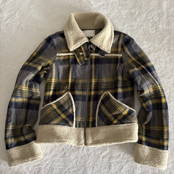 Urban Outfitters Jackets & Blazers - Urban Outfitters Plaid Wool Blend Sherpa Jacket Zip Front BDG UO